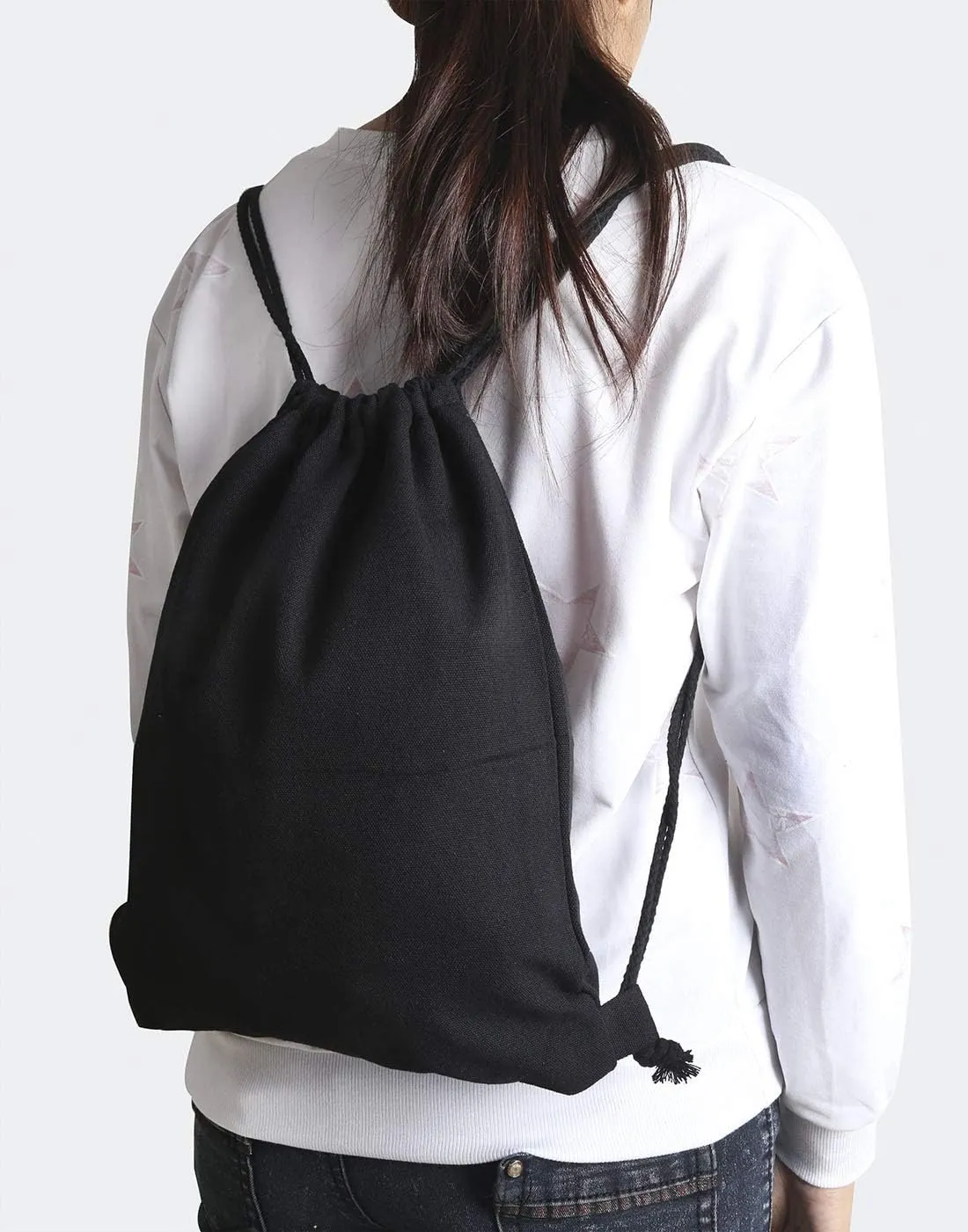 2-pack Cotton Canvas Drawstring Bag Backpack Gym Sackpack, String Backpack, Sack Pack, 13.3 x 15.7 inches, Light Blue