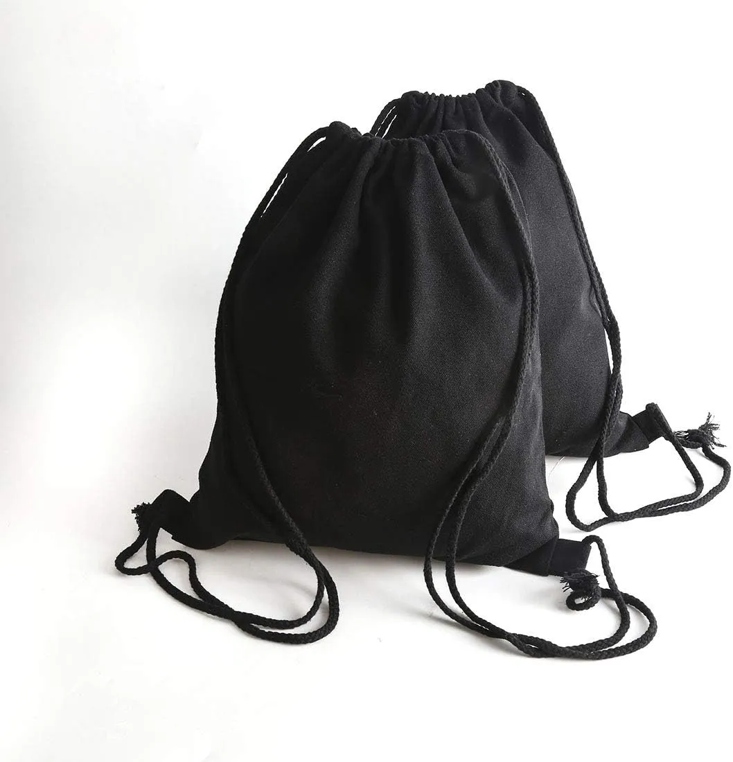 2-pack Cotton Canvas Drawstring Bag Backpack Gym Sackpack, String Backpack, Sack Pack, 13.3 x 15.7 inches, Light Blue