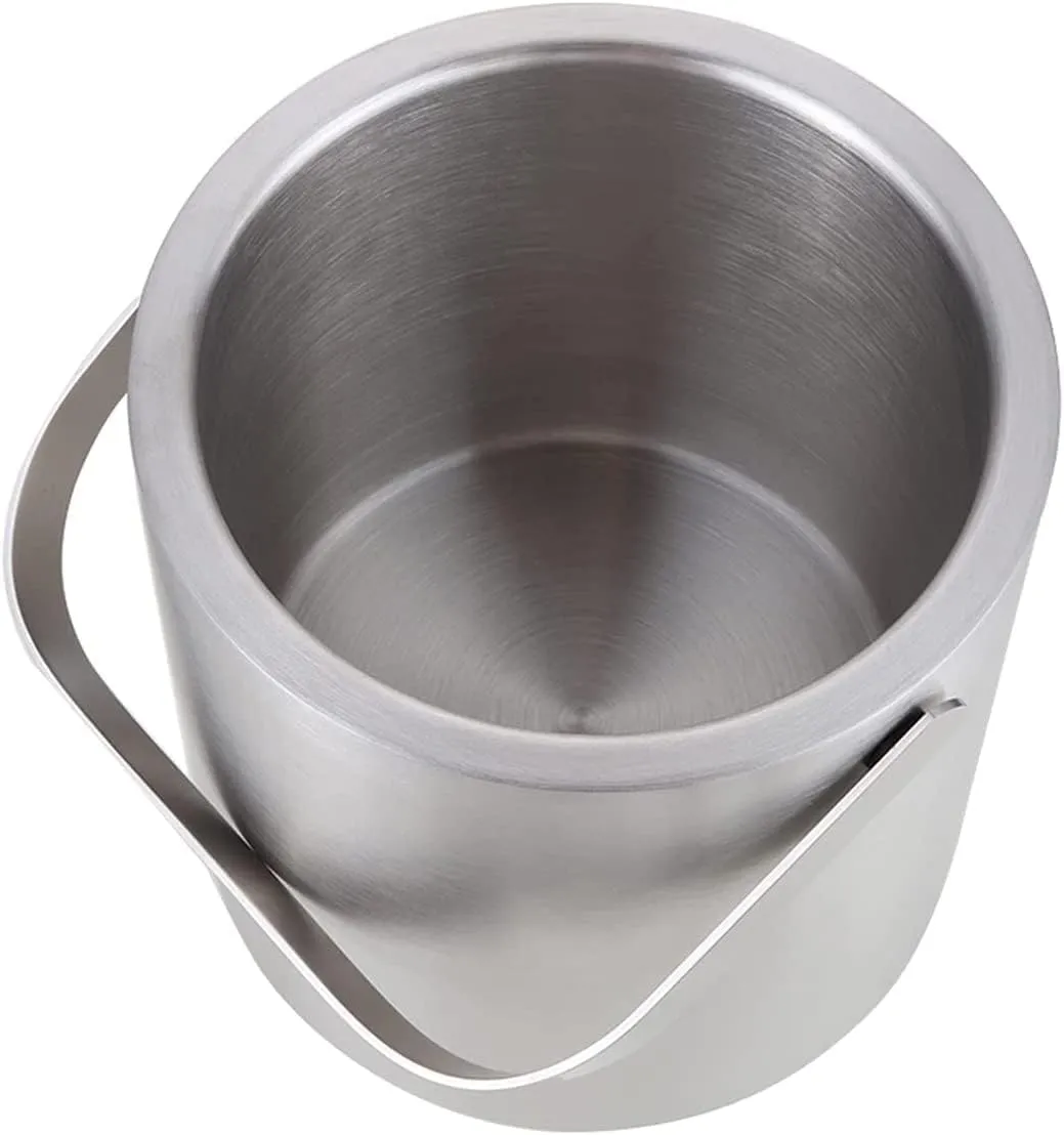 3 Liter Double Wall Stainless Steel Insulated Ice Bucket With Lid and Ice Tongs Great for Party and Picnic