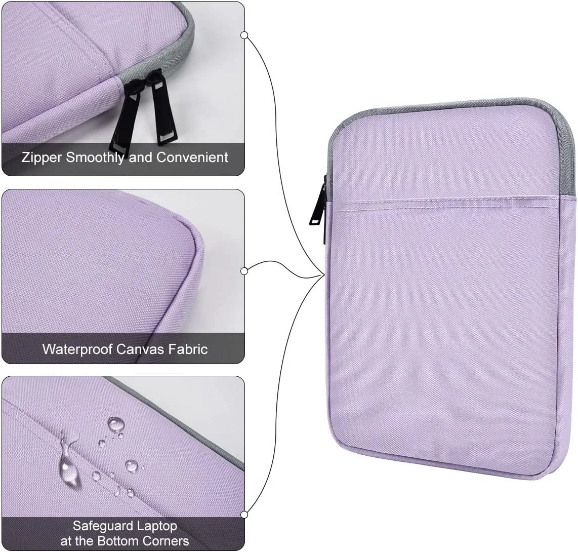 8 Inch Tablet Sleeve Case for 8.3" iPad Mini 7 6/ Mini 5 4 7.9, Fire HD 8/8 Plus, Samsung Galaxy Tab A7 Lite 8.7", Compatible with Lenovo Tab M9/M8 8", Purple