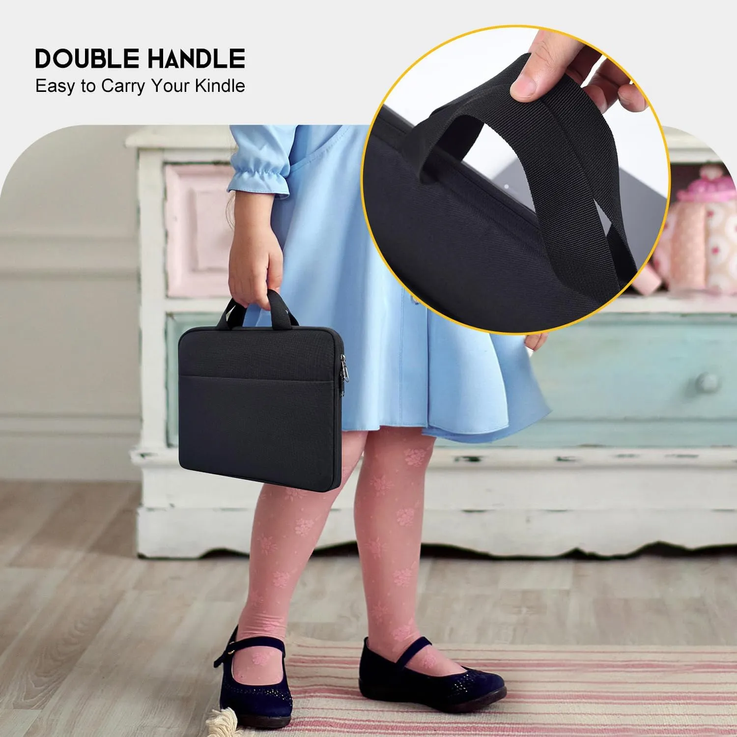 8" Kids Carrying Tablet Sleeve Bag Compatible with 8.3" iPad Mini 7th/6th, All-New Fire HD 8 Kids/Fire HD 8 Kids Pro Tablet 8 inch Sleeve Case Pouch, Black