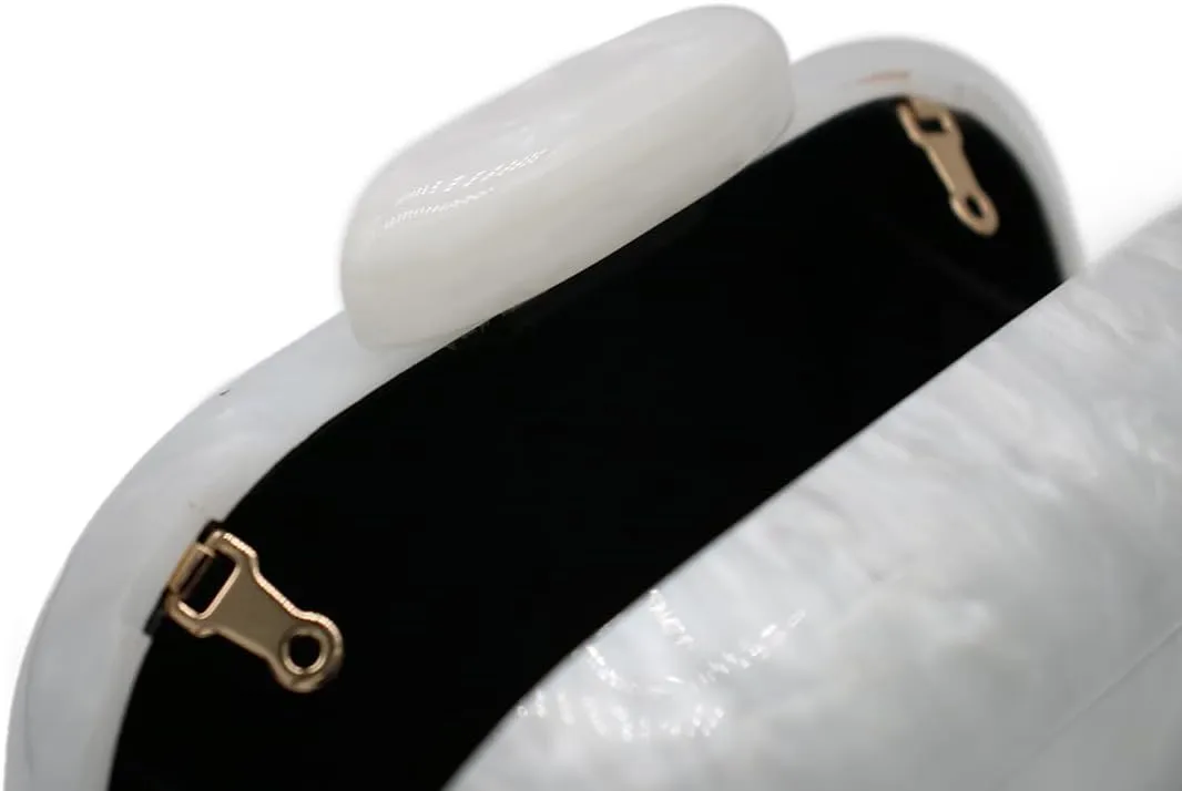 Acrylic Evening Clutch Bag for Women Shell Shape Shoulder Crossbody Bag Glitter Marble Purse Handbag