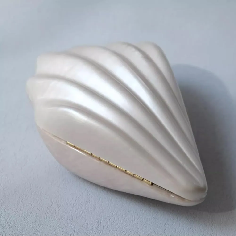 Acrylic Shell Shaped Bag Luxury Marble Clutch Evening Purses for Women Glitter Handbag for Wedding Cocktail Party Prom