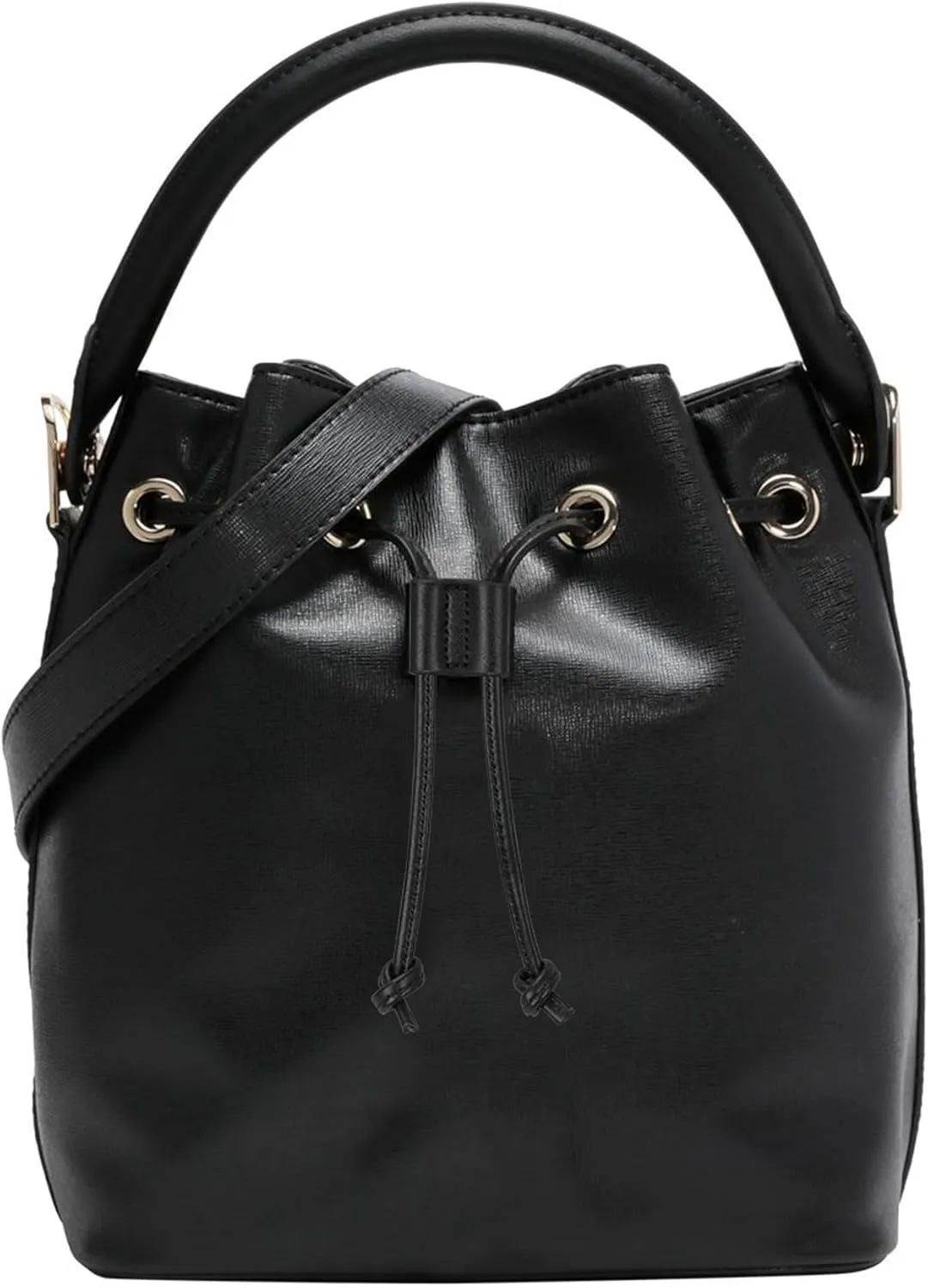 ALLZEDREAM Leather Drawstring Replacement Bucket Bag Detachable PU Pull String Strap (Black)