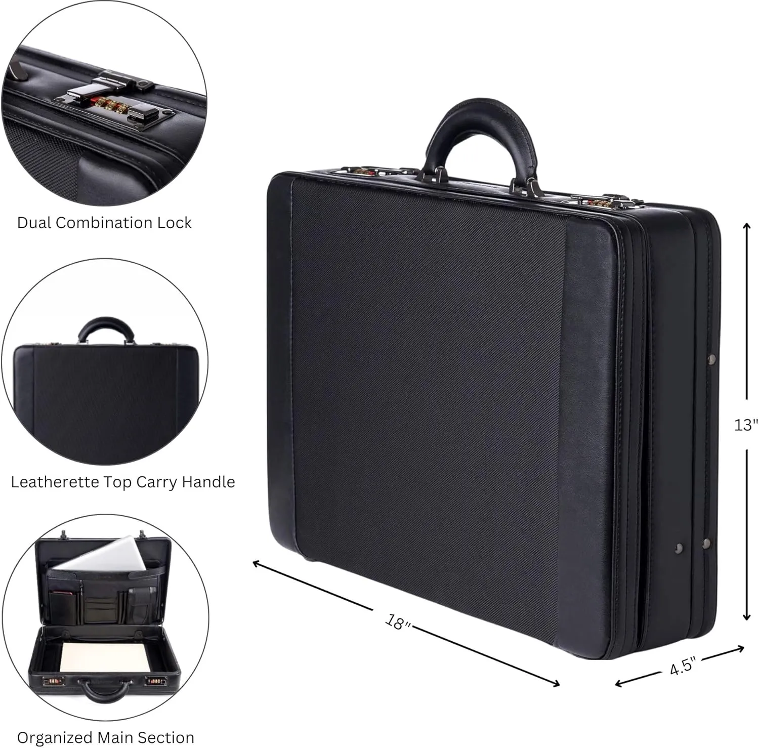Alpine Swiss Mens Briefcase | Hard Side Business Case | Expandable Attache Case For Men | Dual Combination Locks | Padded Interior | Multi Organizer Pockets | Manufacturers Warranty