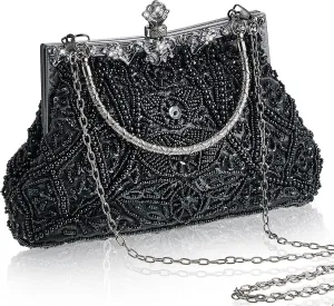 Amylove 1920s Vintage Beaded Clutch Evening Bag Formal 1920s Accessories for Women Wedding Party Gift