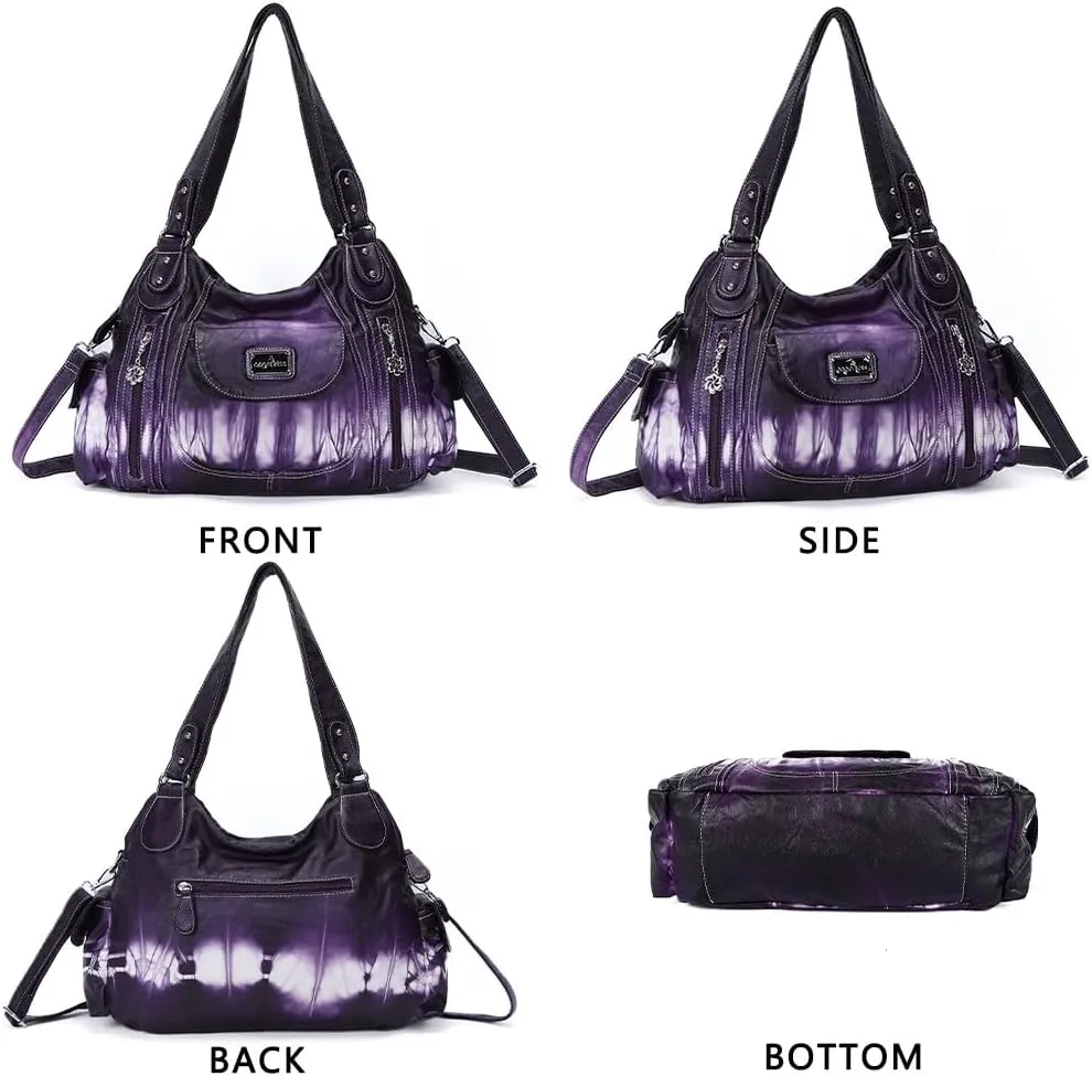 Angel Kiss Purses for Women, Large Shoulder Bag Hobo Tote Purse Mutipocket Faux Leather Satchel Hobo Purse