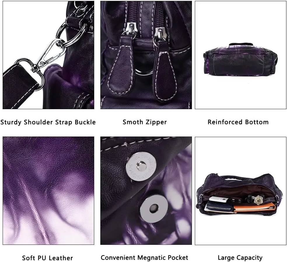 Angel Kiss Purses for Women, Large Shoulder Bag Hobo Tote Purse Mutipocket Faux Leather Satchel Hobo Purse