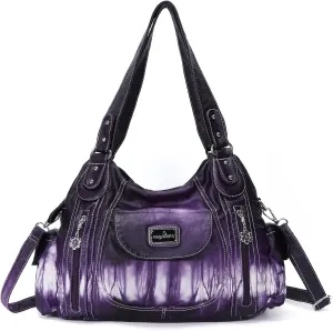 Angel Kiss Purses for Women, Large Shoulder Bag Hobo Tote Purse Mutipocket Faux Leather Satchel Hobo Purse