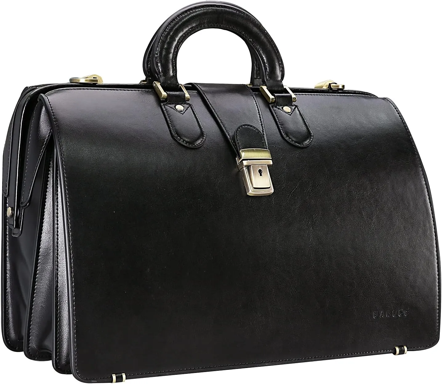 Banuce Large Capacity Leather Briefcase for Men 15.6 Inch Lawyer Briefcase Doctor Bag Attache Case Hard with Lock Black