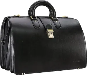 Banuce Large Capacity Leather Briefcase for Men 15.6 Inch Lawyer Briefcase Doctor Bag Attache Case Hard with Lock Black