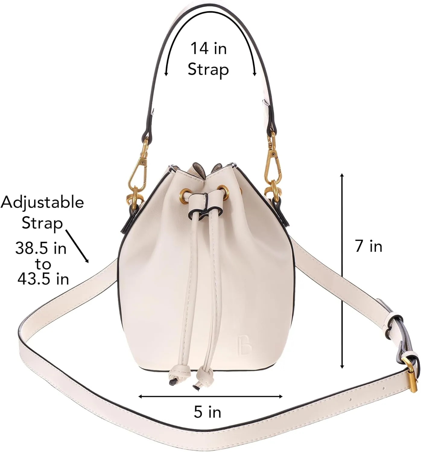 BLOC Handbags for Women, Mini Bucket Hobo Crossbody Bag, Designer Purse, Shoulder Handbag With Two Straps
