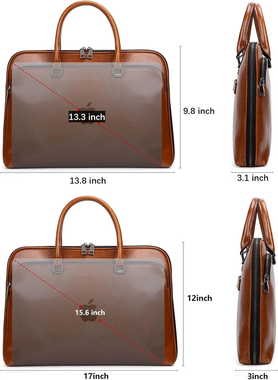 Blofinche Laptop Messenger shoulder bag: Genuine Leather work Briefcase 13.3 15.6 inch designer handbag