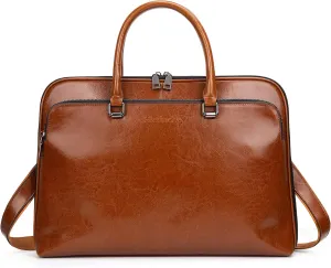 Blofinche Laptop Messenger shoulder bag: Genuine Leather work Briefcase 13.3 15.6 inch designer handbag