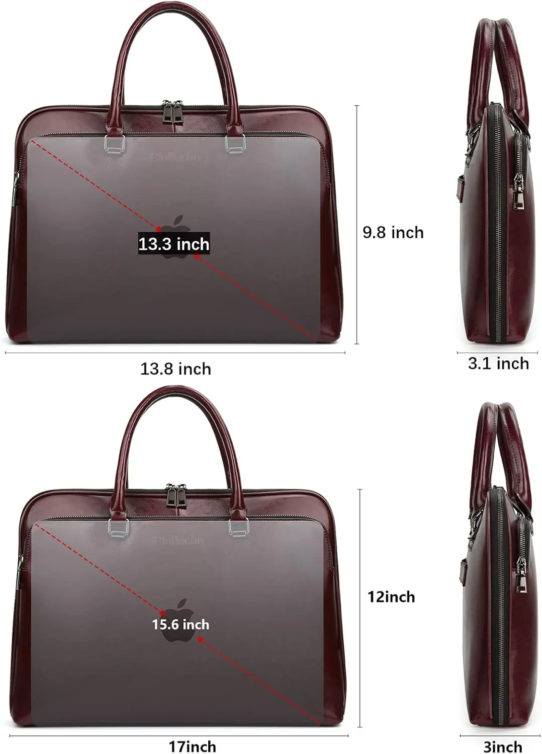 Blofinche Laptop Messenger shoulder bag: Genuine Leather work Briefcase 13.3 15.6 inch designer handbag