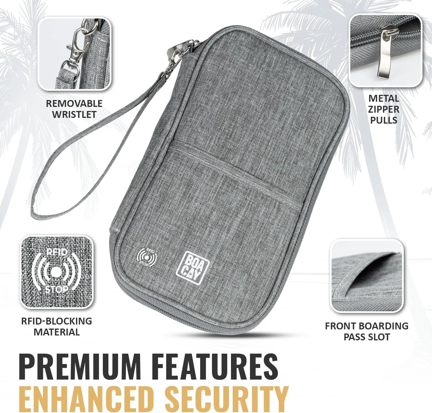 BOACAY Travel Document Organizer with RFID, Family Passport Holder, Wallet for Women & Men, Portable & Waterproof Case for Cards, Boarding Pass, Money