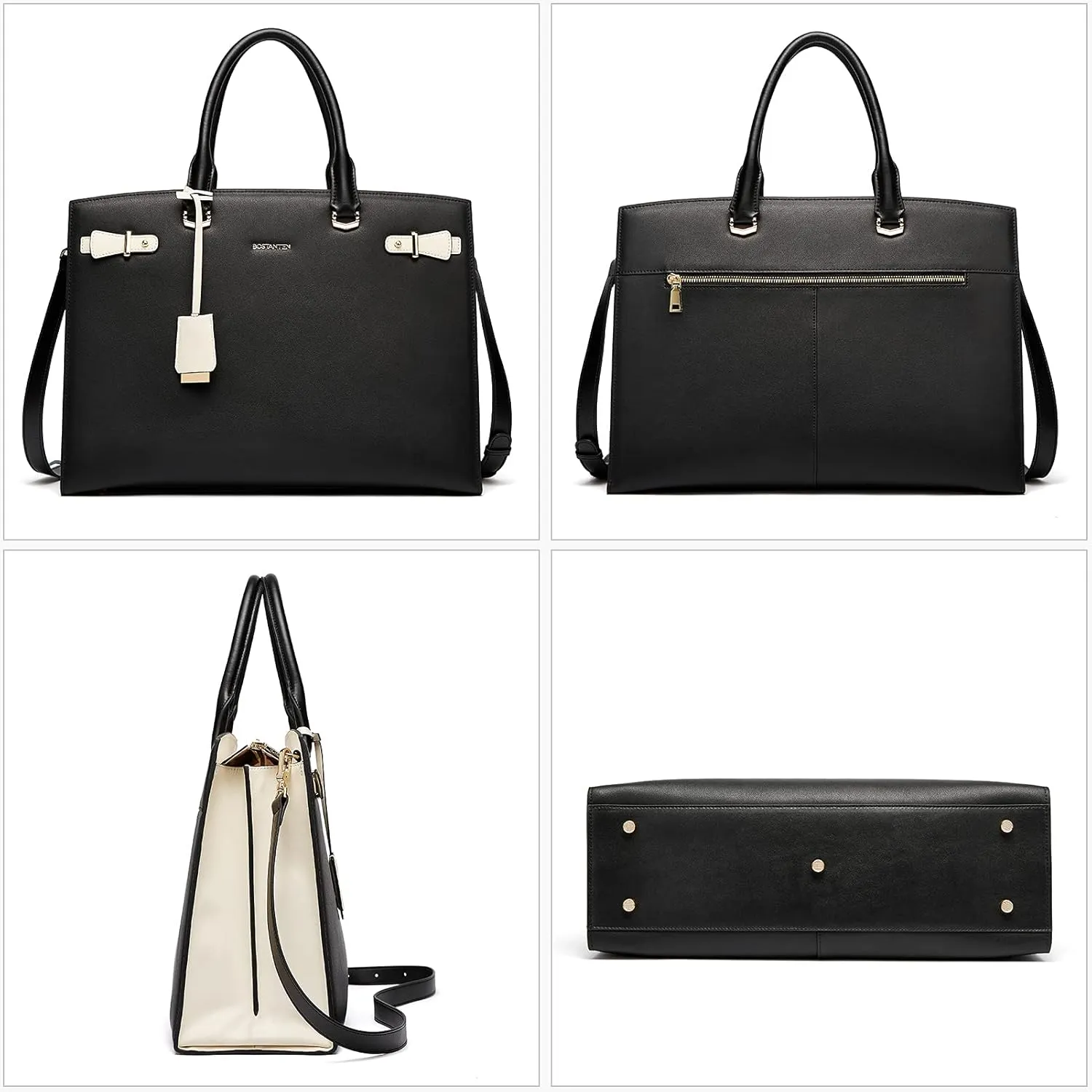 BOSTANTEN Briefcase for Women 15.6 Inch Genuine Leather Laptop Briefcase Shoulder Work Tote Bag Purse