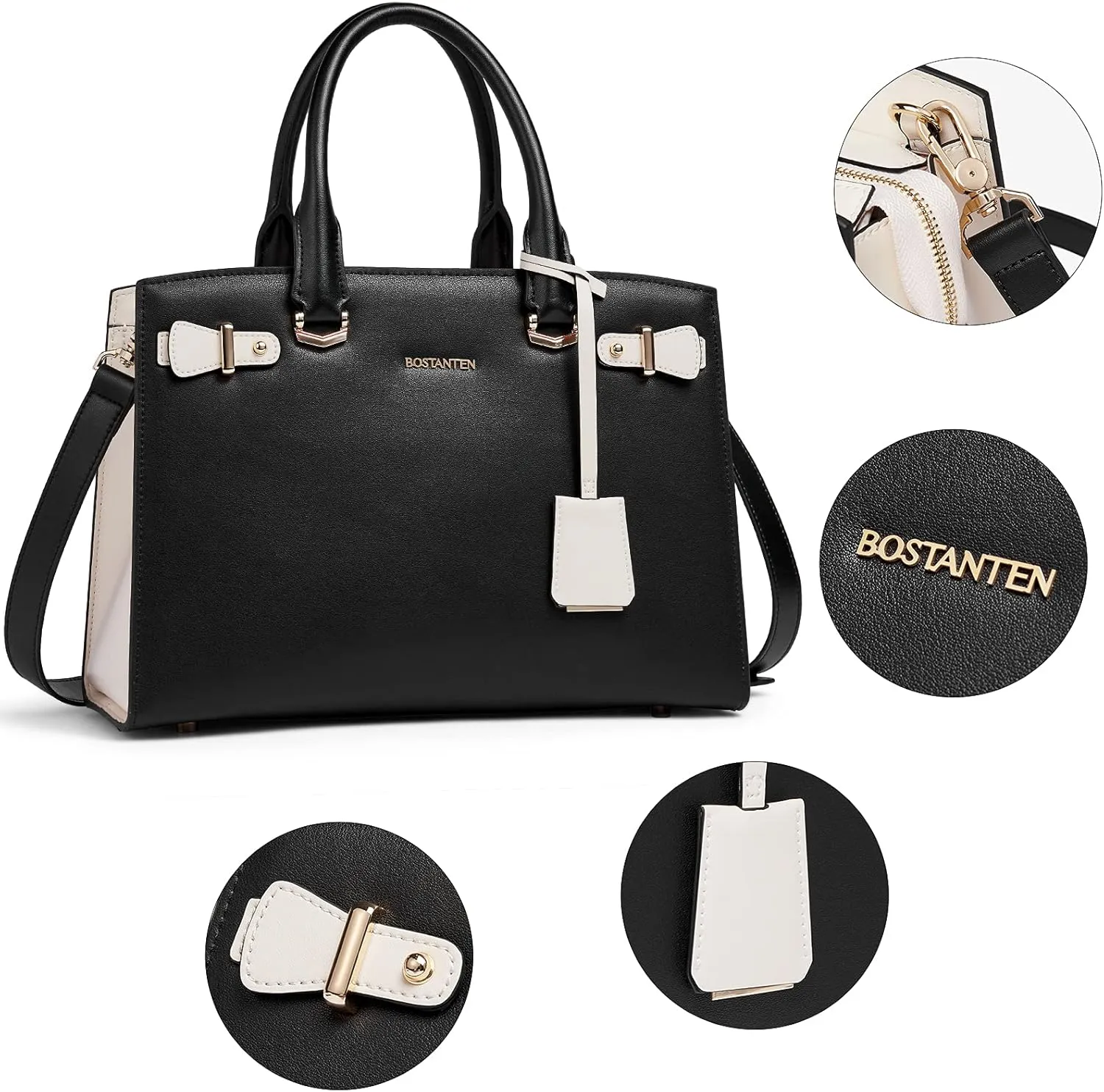 BOSTANTEN Women Leather Handbag Designer Satchel Purses Top Handle Shoulder Totes Crossbody Bag