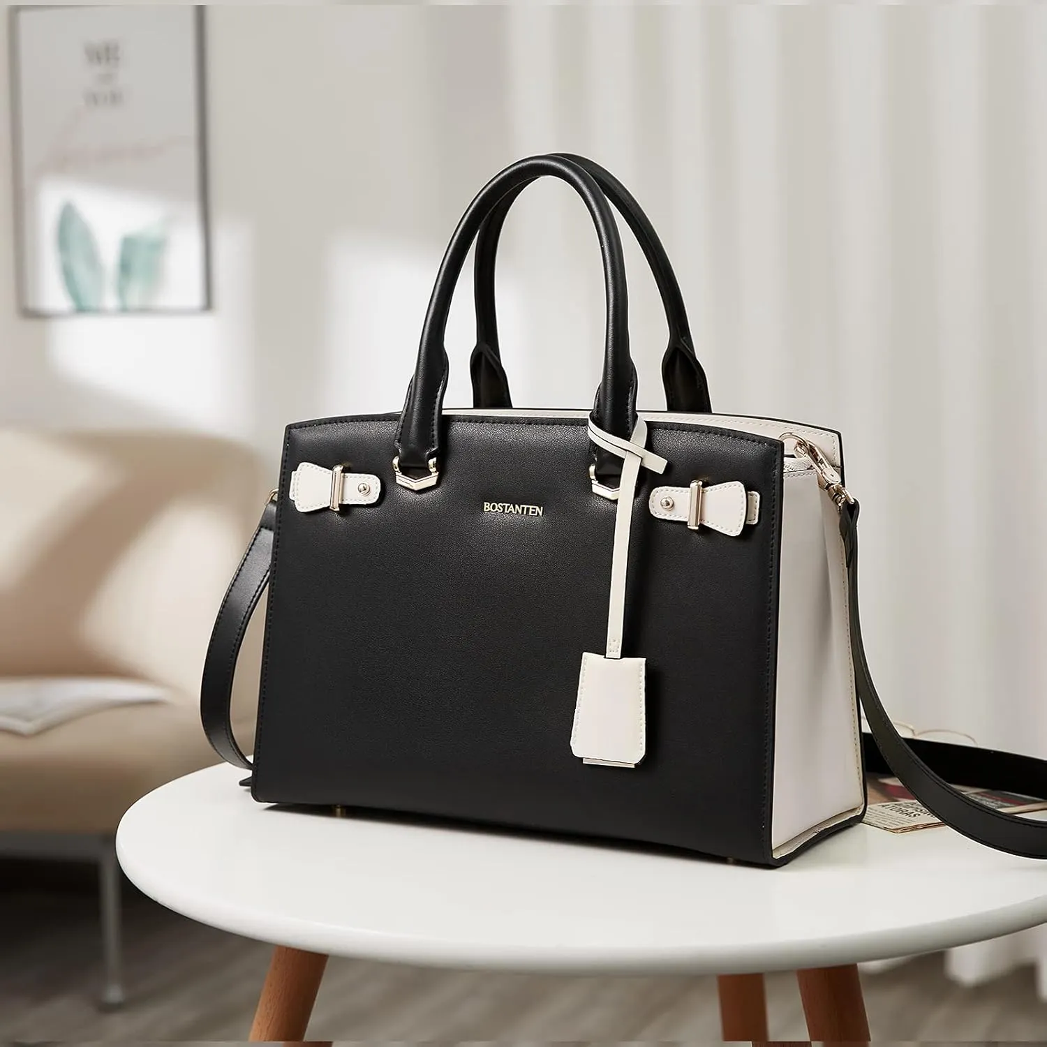 BOSTANTEN Women Leather Handbag Designer Satchel Purses Top Handle Shoulder Totes Crossbody Bag