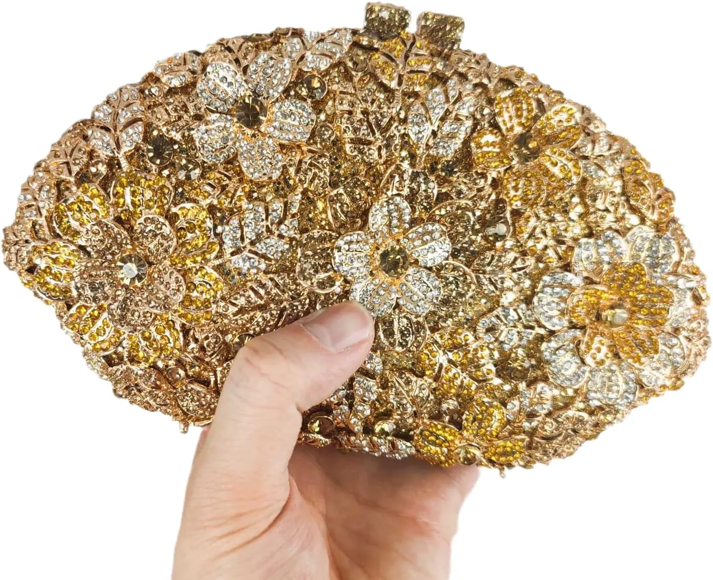 Boutique De FGG Flower Crystal Clutch Purses for Women Evening Bags Formal Wedding Handbag Party Rhinestone Clutch Bag,Mini