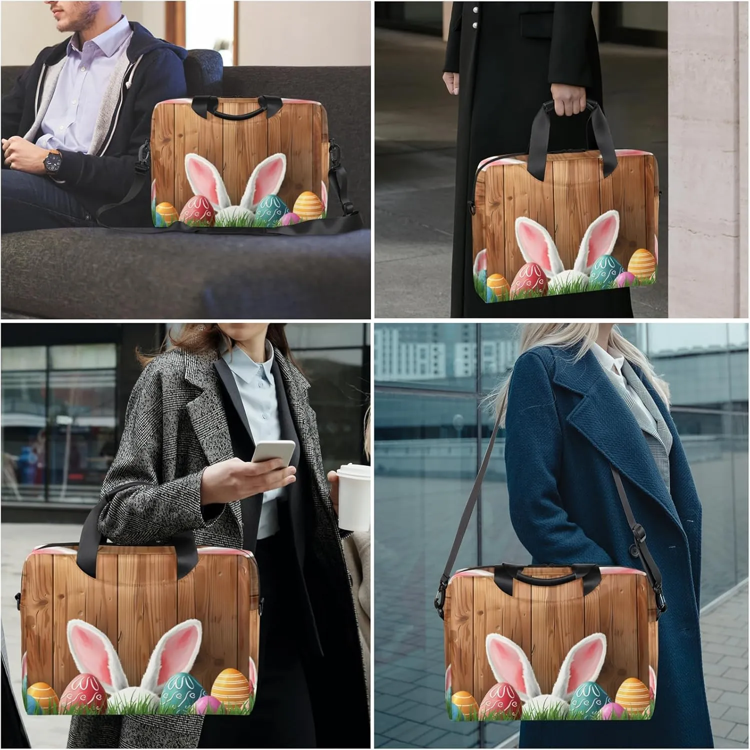 Bunny Laptop Sleeve Case 14 15 15.6 inch, Bunny Laptop Briefcase Shoulder Bag Waterproof Travel Computer Cover Carrying Bags