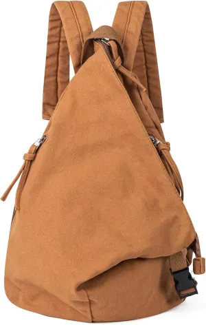 Canvas Backpack for Women Travel Backpack for Men Vintage Bookbag Style for Casual Daypack Backpacks (Brown-C)
