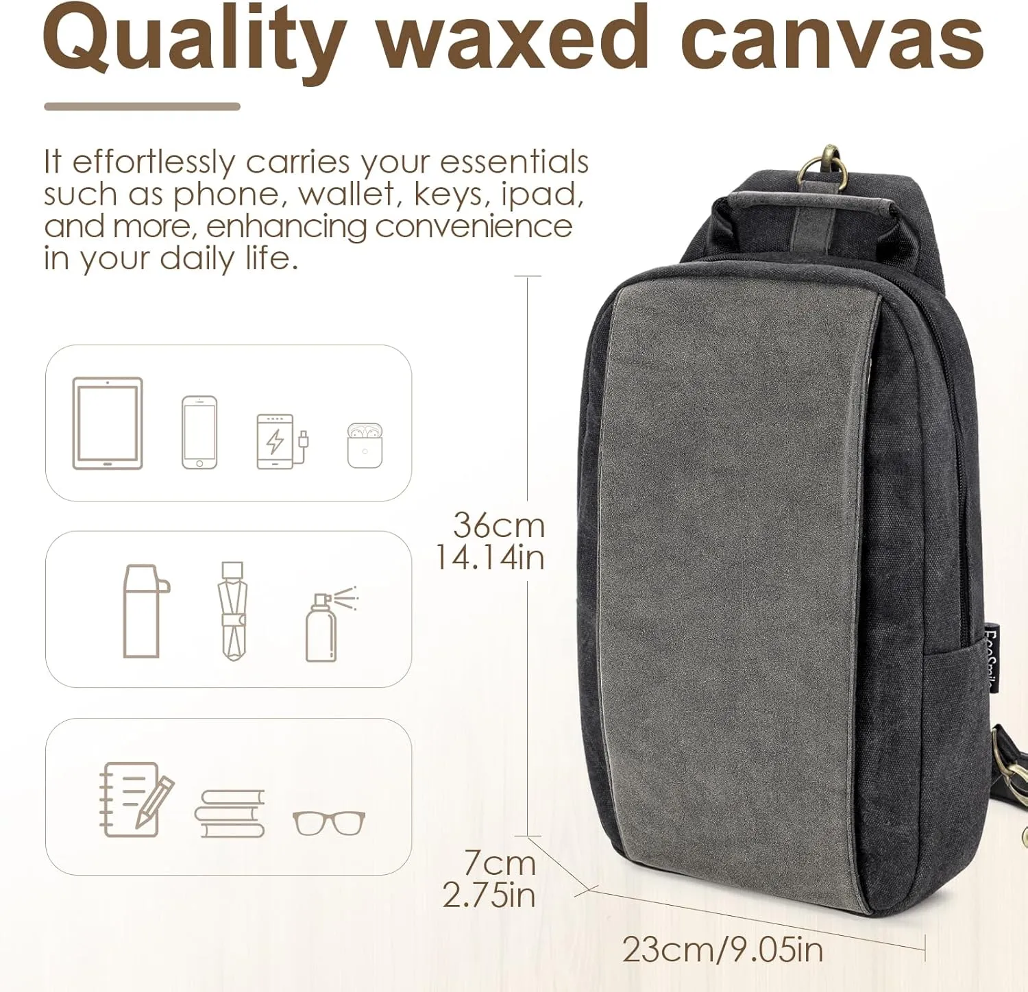 Canvas Messenger Bag Sling Bag Crossbody Shoulder Bag for Men Women Travel Work Satchel Bags