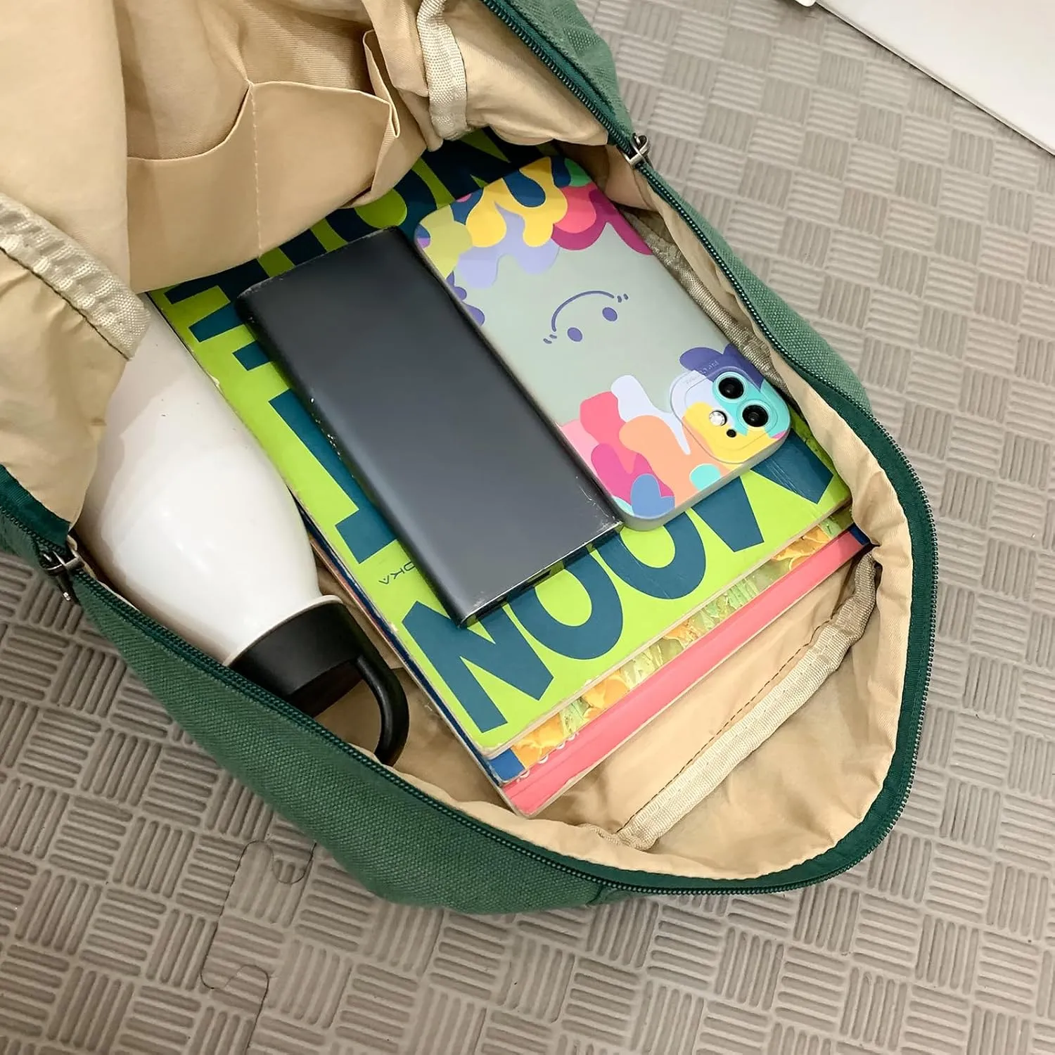 Canvas Small Backpack Purse for Women Cute Aesthetic Green Mini Backpack for Teen Girls Ladies Vintage School Bookbag Purse