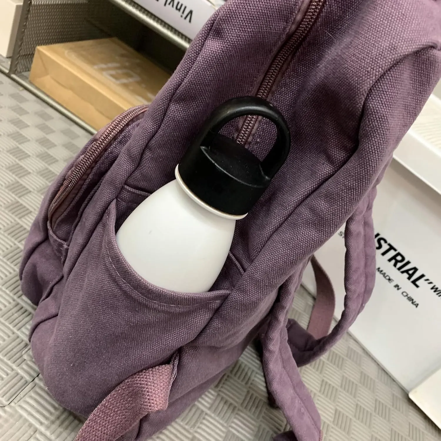 Canvas Small Backpack Purse for Women Cute Aesthetic Purple Mini Backpack for Teen Girls Ladies Vintage School Bookbag Purse