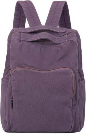 Canvas Small Backpack Purse for Women Cute Aesthetic Purple Mini Backpack for Teen Girls Ladies Vintage School Bookbag Purse