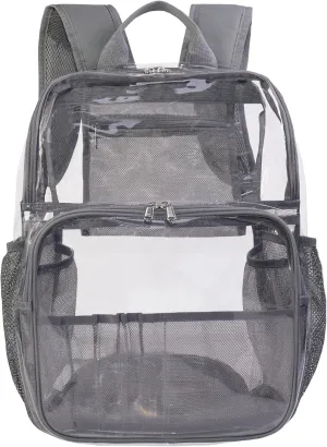 Clear Backpack,See Through Backpack School Approved Heavy Duty Clear Backpack Transparent Bookbag for College Work Travel Security,Gray