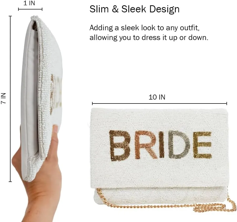 Clutch Purse for Wedding Day Beaded Clutch Purse Bachelorette Party Bridal Shower,Engagement Gifts & Bride To Be