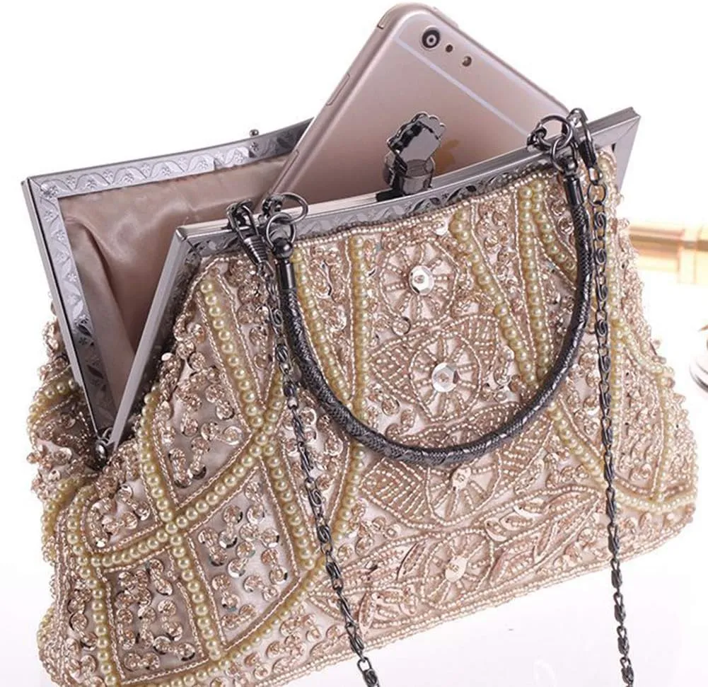 Clutch Purses for Women Vintage Beaded Clutches Purses Evening Handbags for Wedding Party