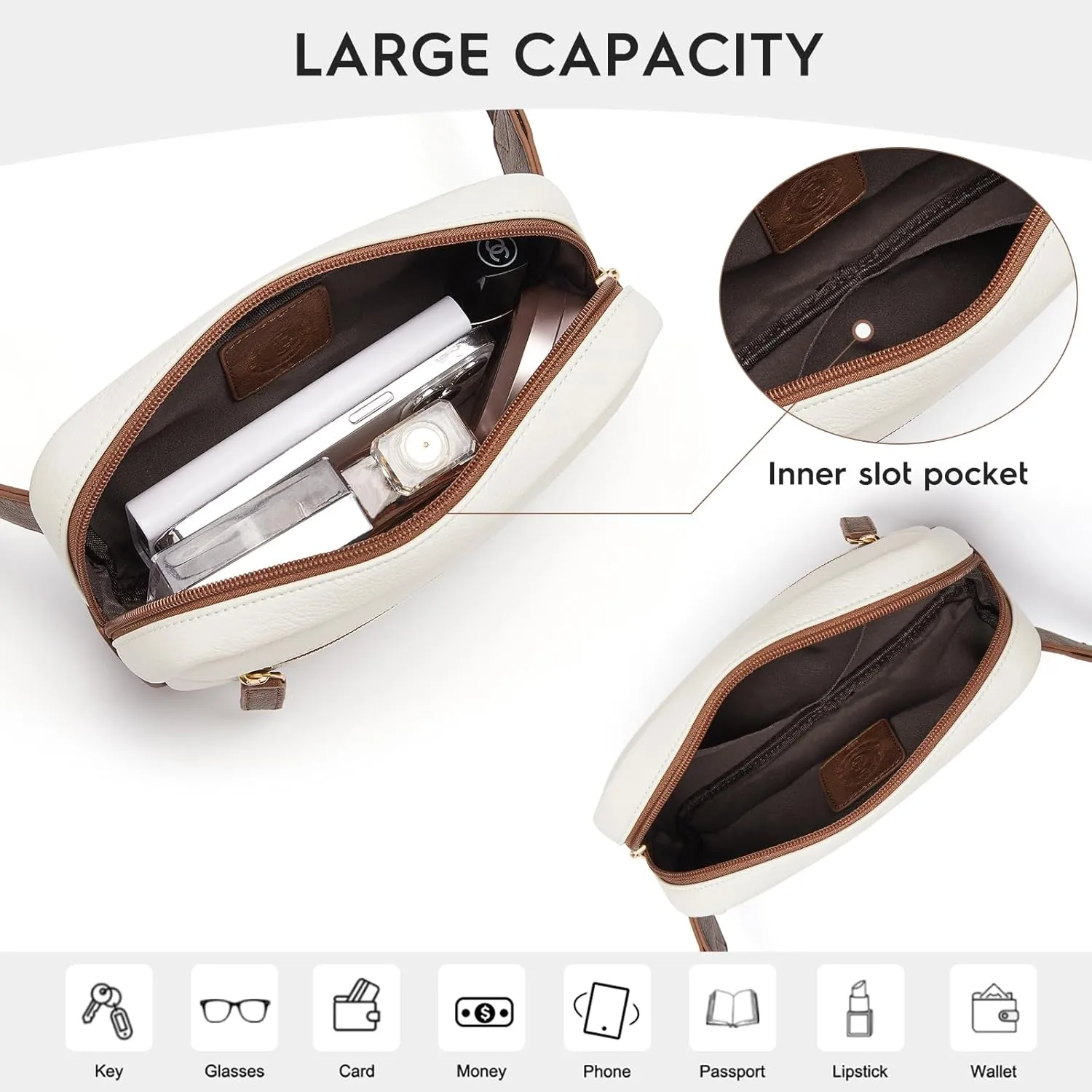 Cnoles Belt Bag for Women Fashion Waist Bag Vegan Leather Fanny Pack Crossbody Bags for Women With Adjustable Straps White