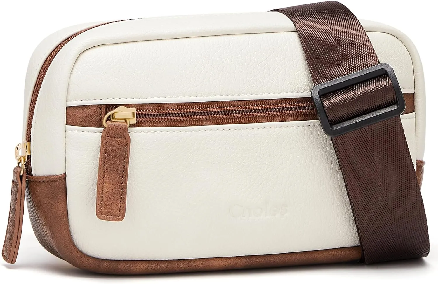 Cnoles Belt Bag for Women Fashion Waist Bag Vegan Leather Fanny Pack Crossbody Bags for Women With Adjustable Straps White