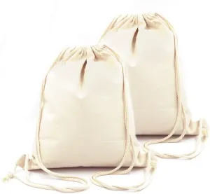 Cotton Canvas Drawstring Backpack Bag Gym Sackpack Sport String Sack Pack Bags pack-2, Beige