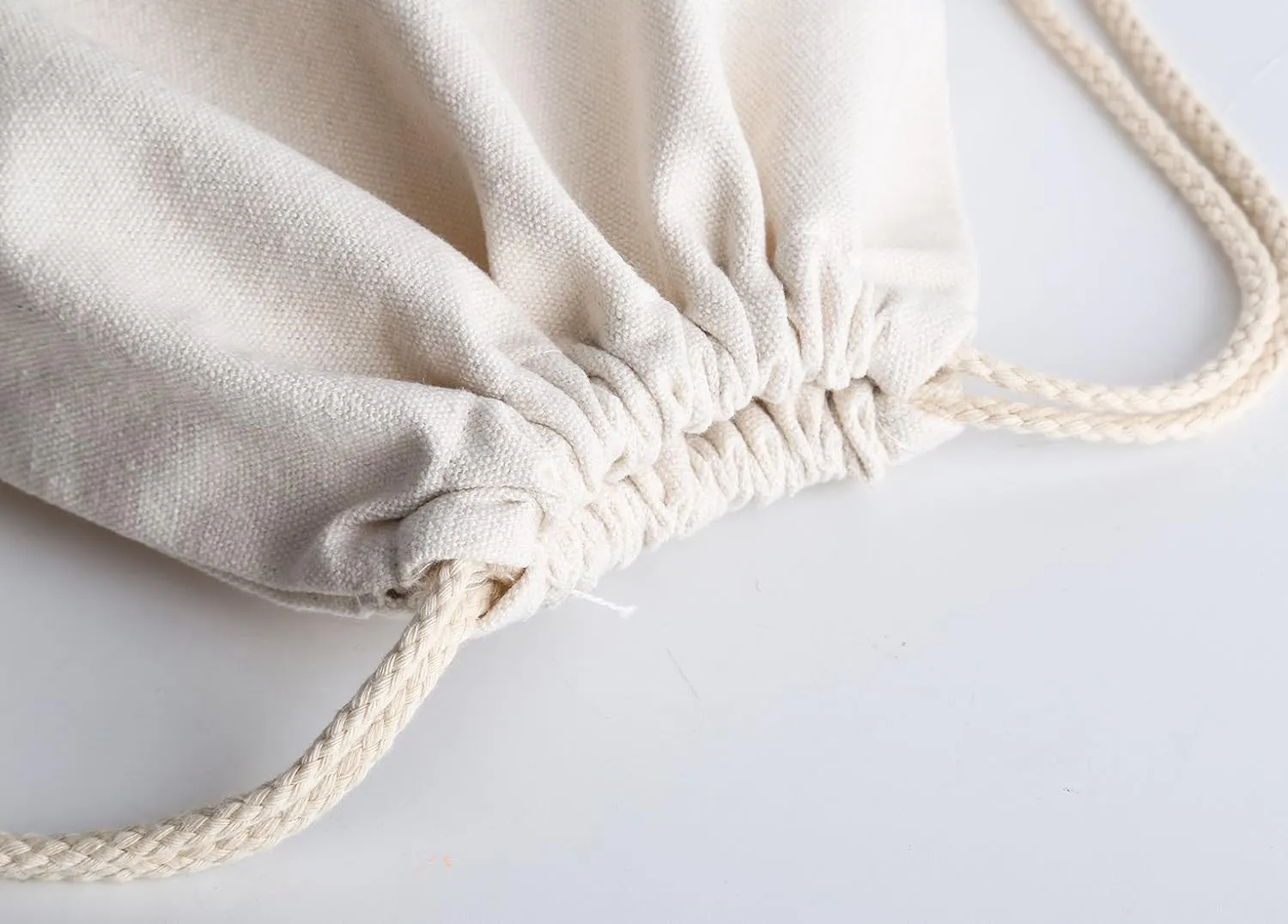 Cotton Canvas Drawstring Backpack Bag Gym Sackpack Sport String Sack Pack Bags pack-2, White