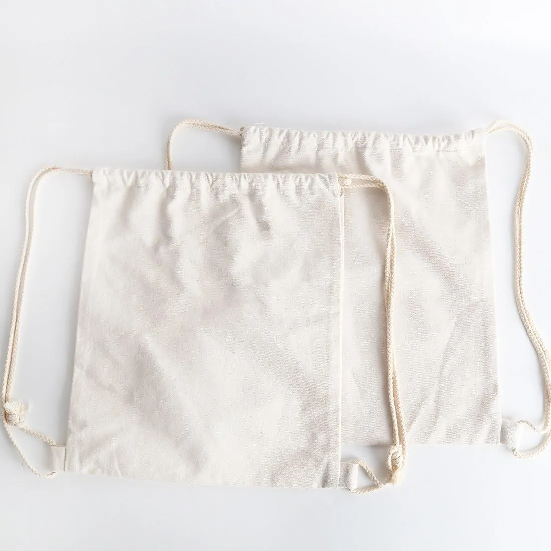 Cotton Canvas Drawstring Backpack Bag Gym Sackpack Sport String Sack Pack Bags pack-2, White