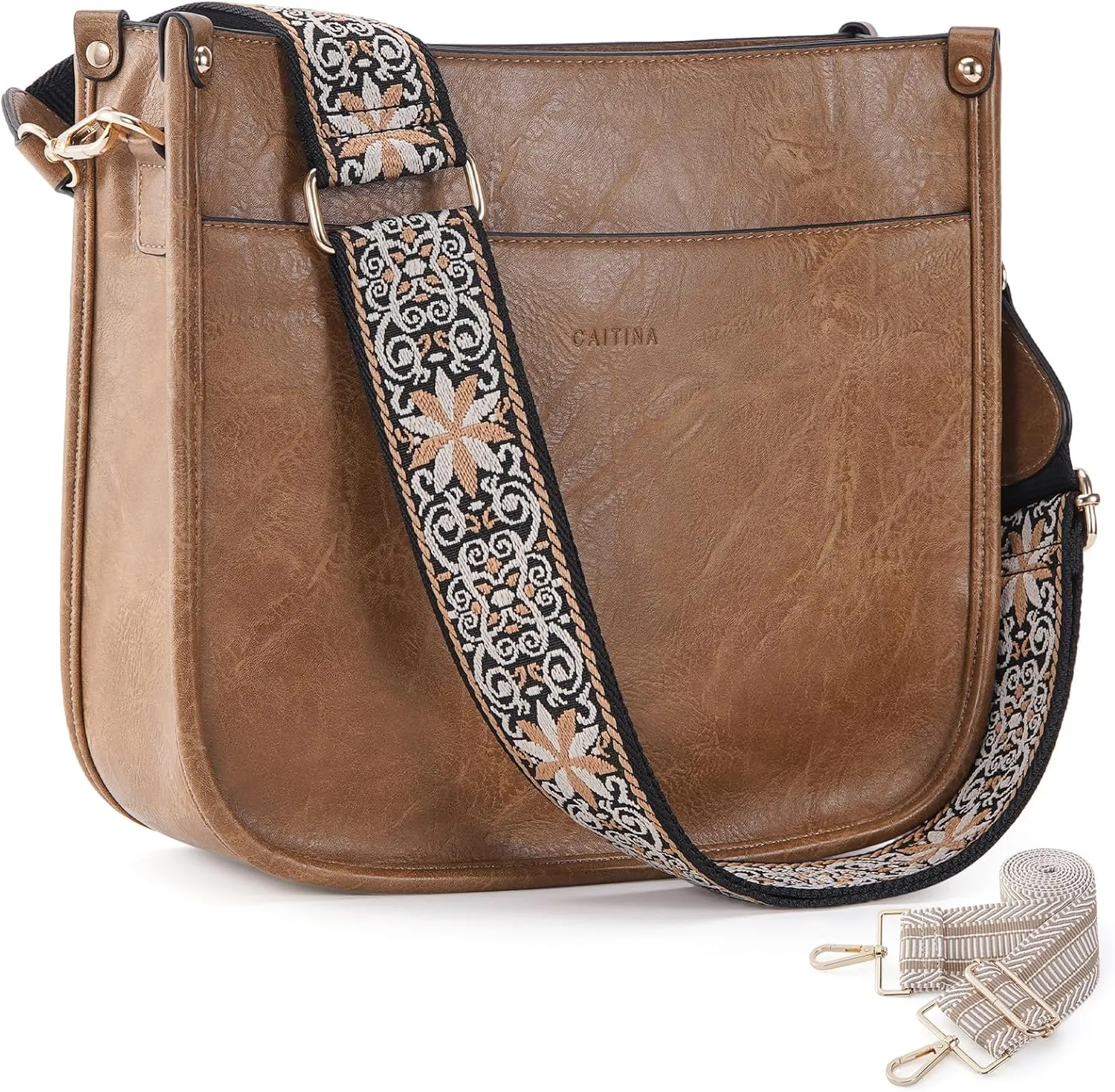 Crossbody Bag Women Vegan Leather Hobo Handbag Trendy Crossbody Shoulder Bag Purses For Women with 2 Adjustable Strap