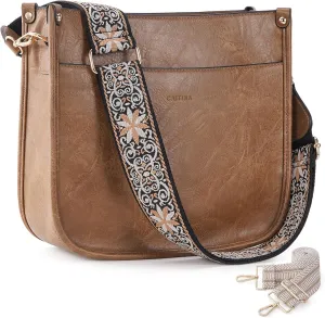 Crossbody Bag Women Vegan Leather Hobo Handbag Trendy Crossbody Shoulder Bag Purses For Women with 2 Adjustable Strap