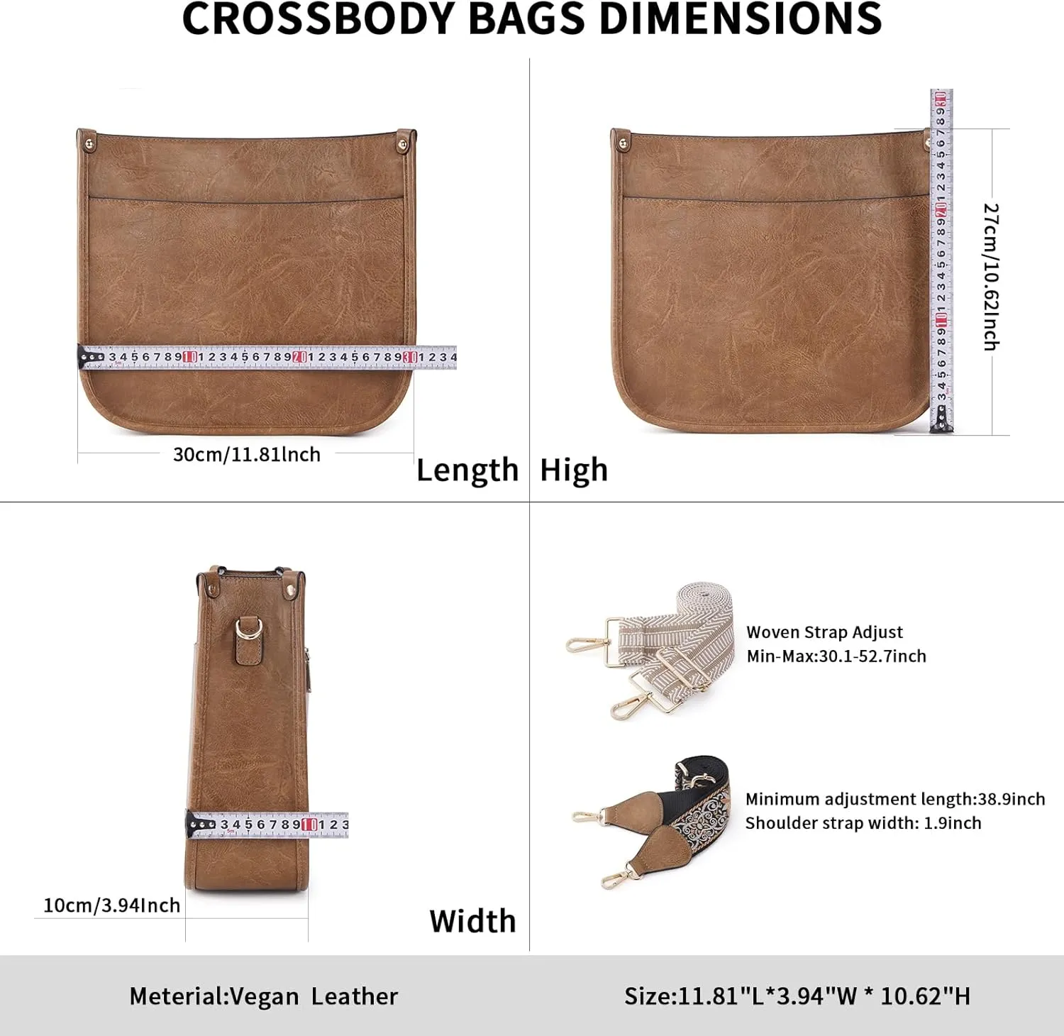 Crossbody Bag Women Vegan Leather Hobo Handbag Trendy Crossbody Shoulder Bag Purses For Women with 2 Adjustable Strap