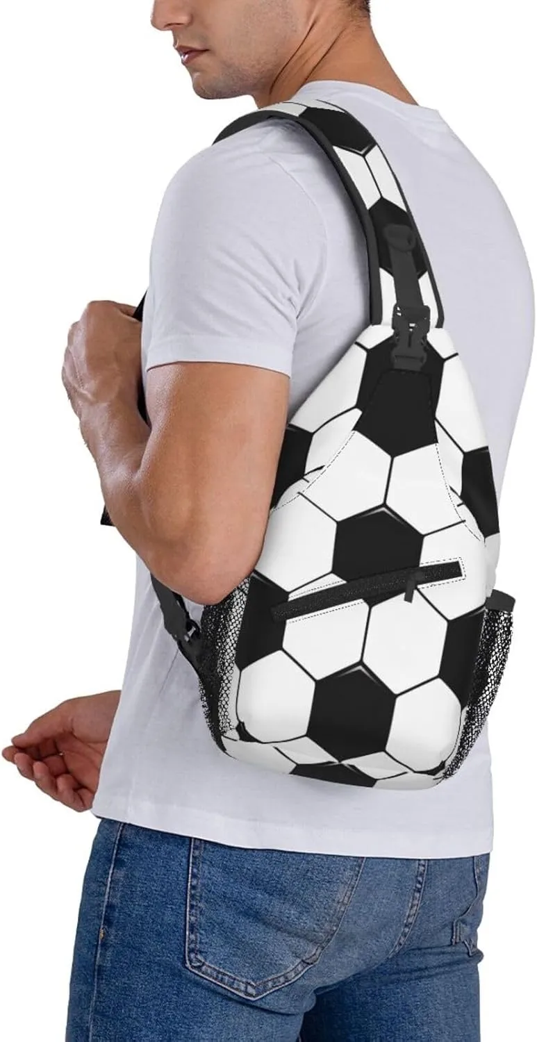 Crossbody Sling Bag for Men Women, Soccer Ball Sports Sling Backpack Shoulder Chest Bag, Anti Theft Travel Hiking Daypacks