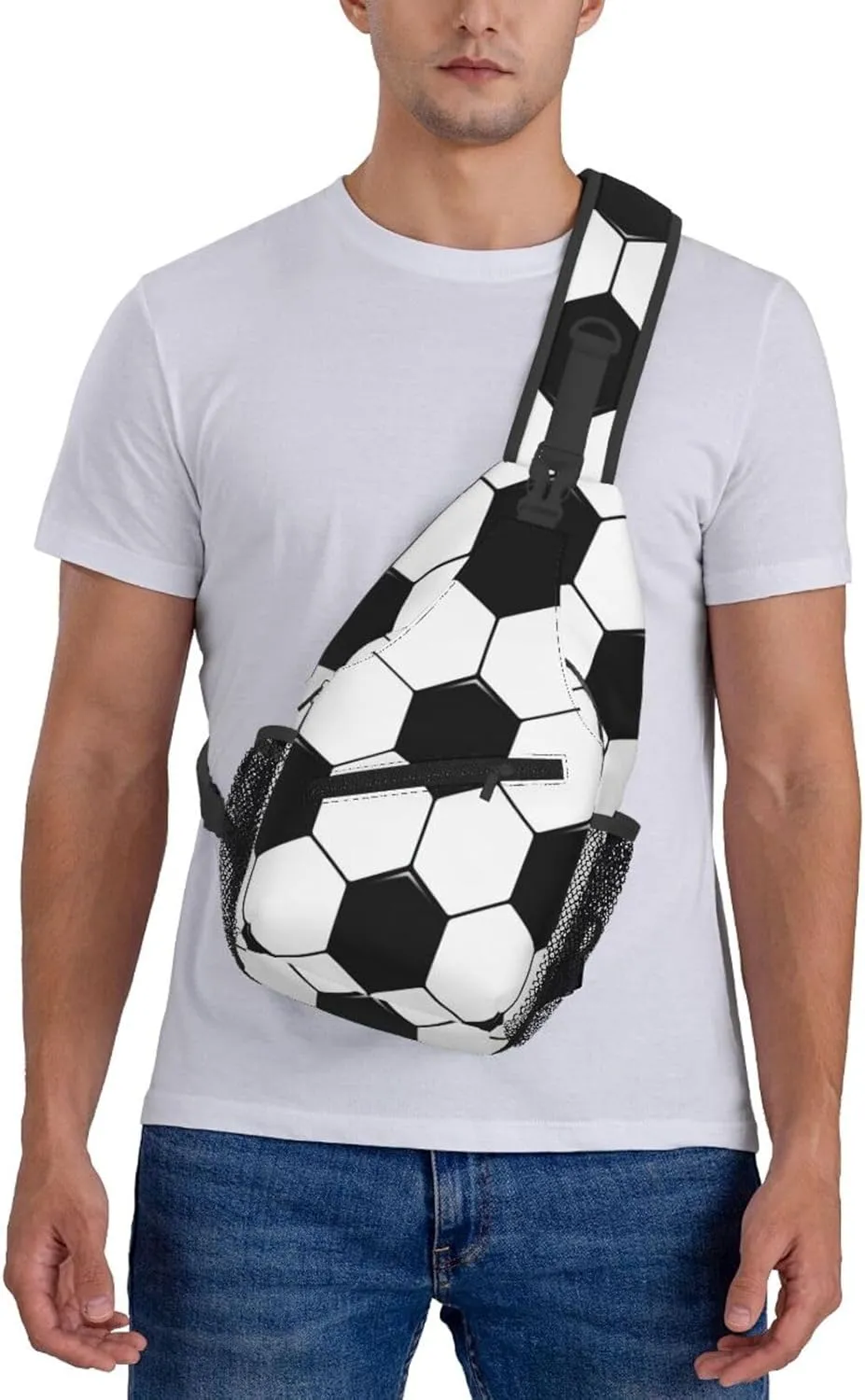 Crossbody Sling Bag for Men Women, Soccer Ball Sports Sling Backpack Shoulder Chest Bag, Anti Theft Travel Hiking Daypacks