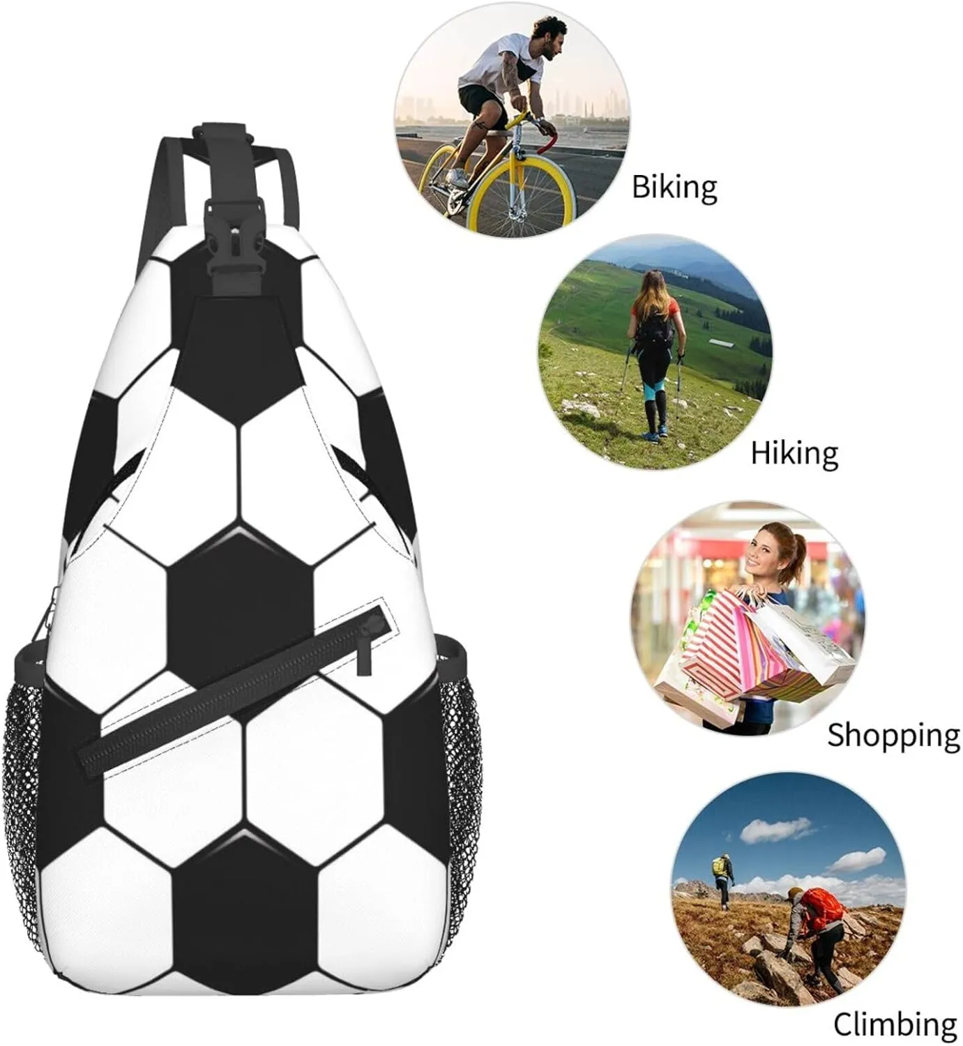 Crossbody Sling Bag for Men Women, Soccer Ball Sports Sling Backpack Shoulder Chest Bag, Anti Theft Travel Hiking Daypacks