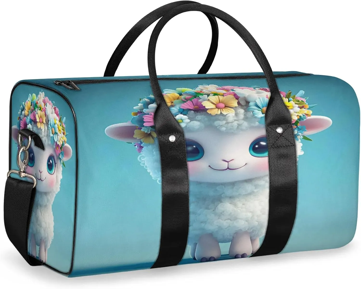 Cute Sheep Duffle Bag for Travel, Overnight Weekend Gym Carry On Luggage Bag, Animal Travel Duffel Bag for Men Women