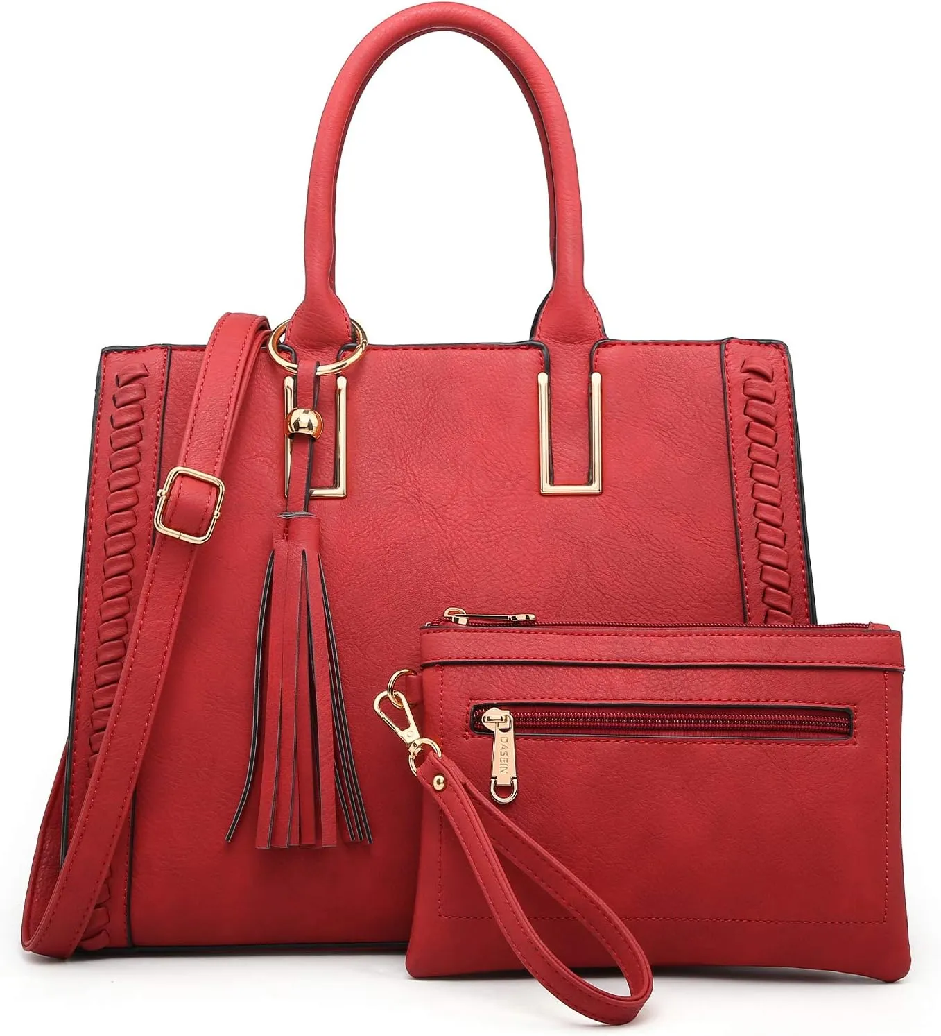 Dasein Purses Handbags for Women Satchel Vegan Leather Shoulder Bags Work Tote for Ladies with Matching Clutch