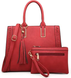 Dasein Purses Handbags for Women Satchel Vegan Leather Shoulder Bags Work Tote for Ladies with Matching Clutch