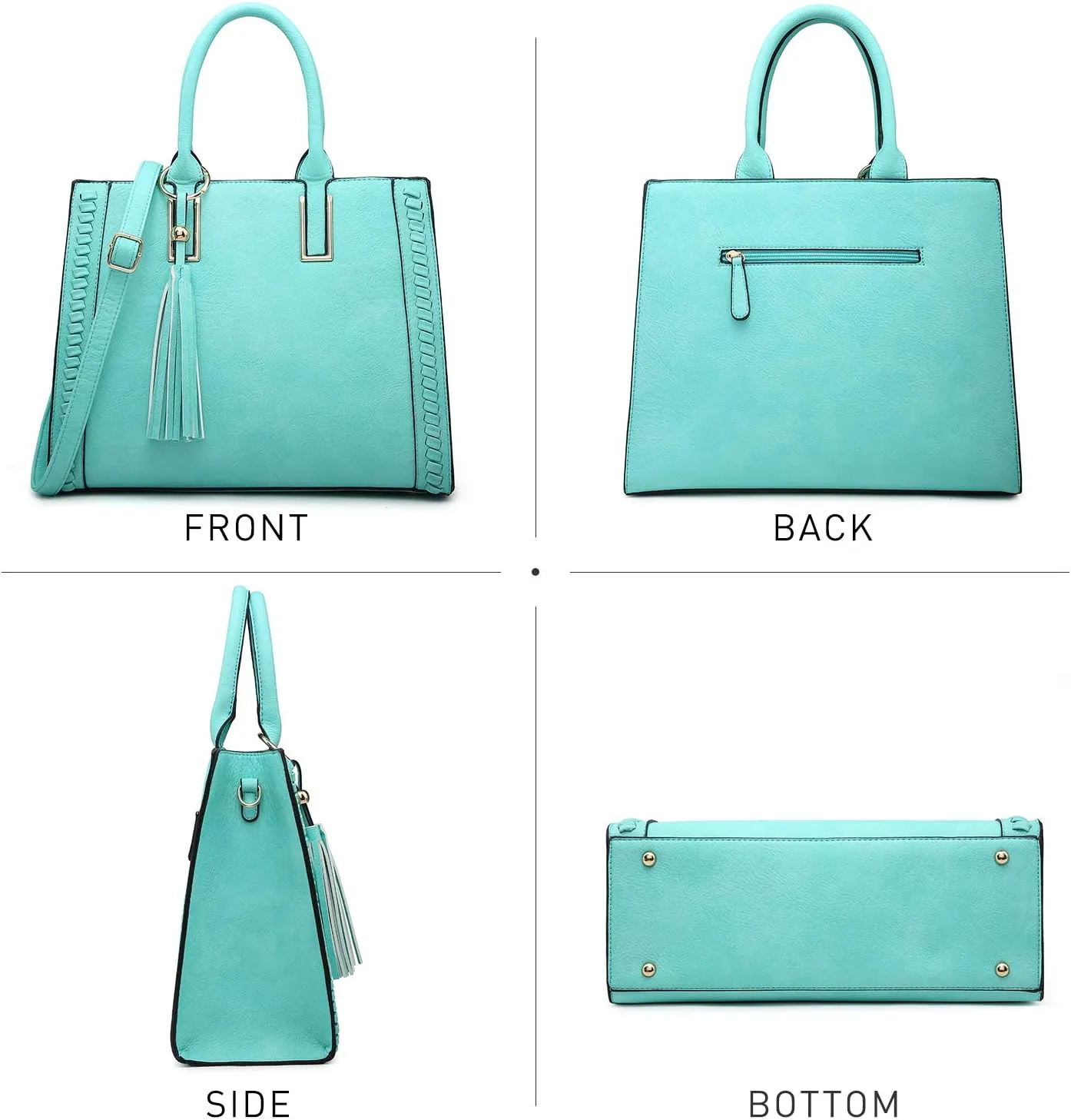 Dasein Purses Handbags for Women Satchel Vegan Leather Shoulder Bags Work Tote for Ladies with Matching Clutch