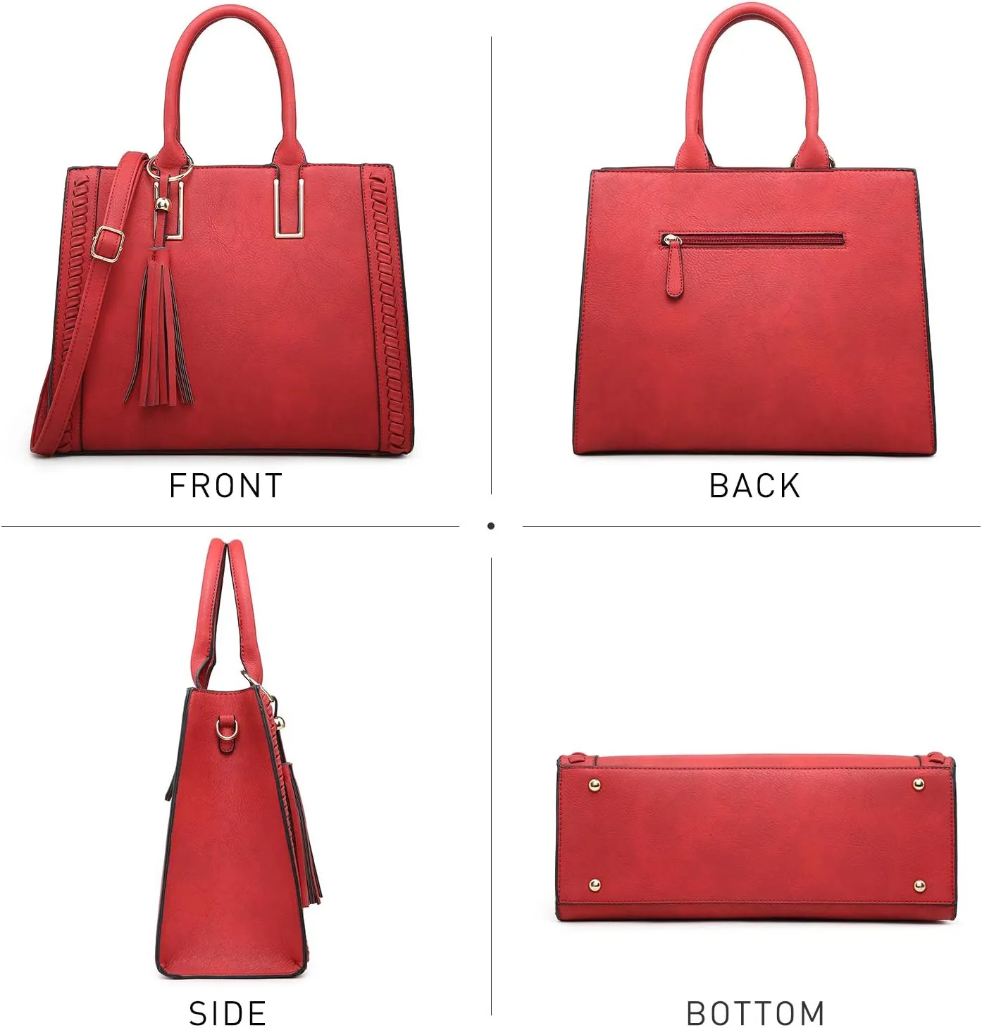 Dasein Purses Handbags for Women Satchel Vegan Leather Shoulder Bags Work Tote for Ladies with Matching Clutch