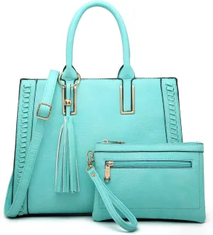Dasein Purses Handbags for Women Satchel Vegan Leather Shoulder Bags Work Tote for Ladies with Matching Clutch